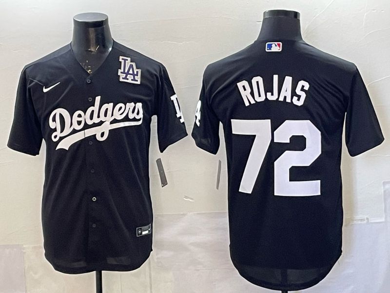 Men 2026 Nike Los Angeles Dodgers #72 Rojas Black Game MLB Jersey 02